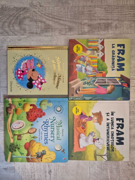 Lot 4 carti copii- Carte muzicala Usborne, 2 volume Fram, Minnie Mouse