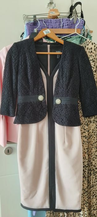 Rochie bodyicon office NISSA 36 roz pal si sacou negru