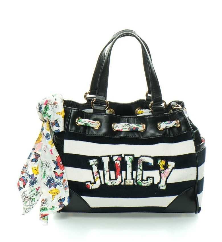 JUICY COUTURE – Дамска чанта "BLACK & WHITE" 22x30x15см нова с етикети