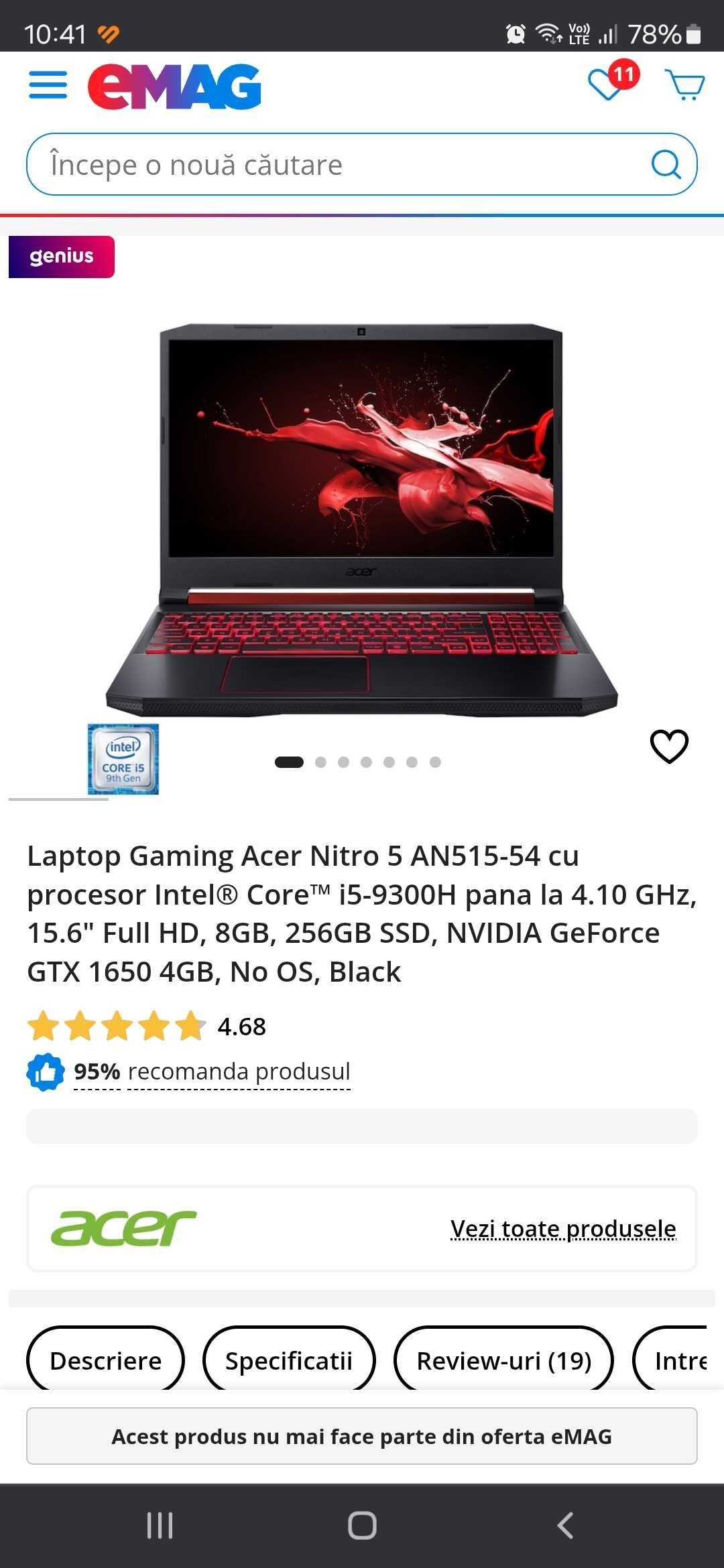 Laptop acer impecabil nu are urme de uzura