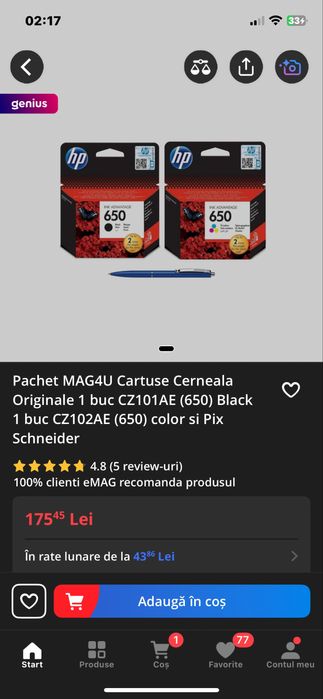 Set cartuse hp 605 black si color
