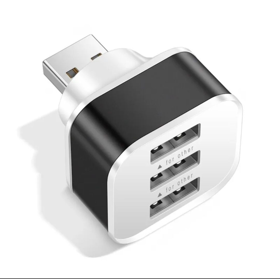 Adaptor USB 3 în 1, pentru mașină, laptop sau priză