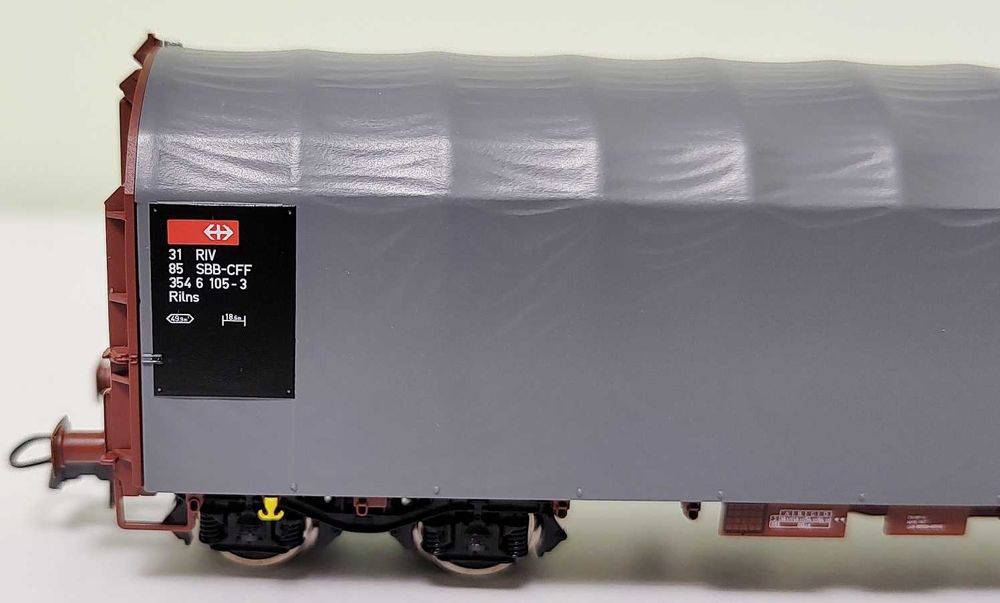 Vagon cu prelată glisantă SBB, Rilns, H0 Roco 47606, DC, Epoca V, Nou,