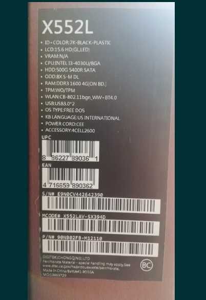 Laptop Asus X552LAV, Intel i3 Ram 8GB,SSD 480GB/HDD 500GB TrimitGratis