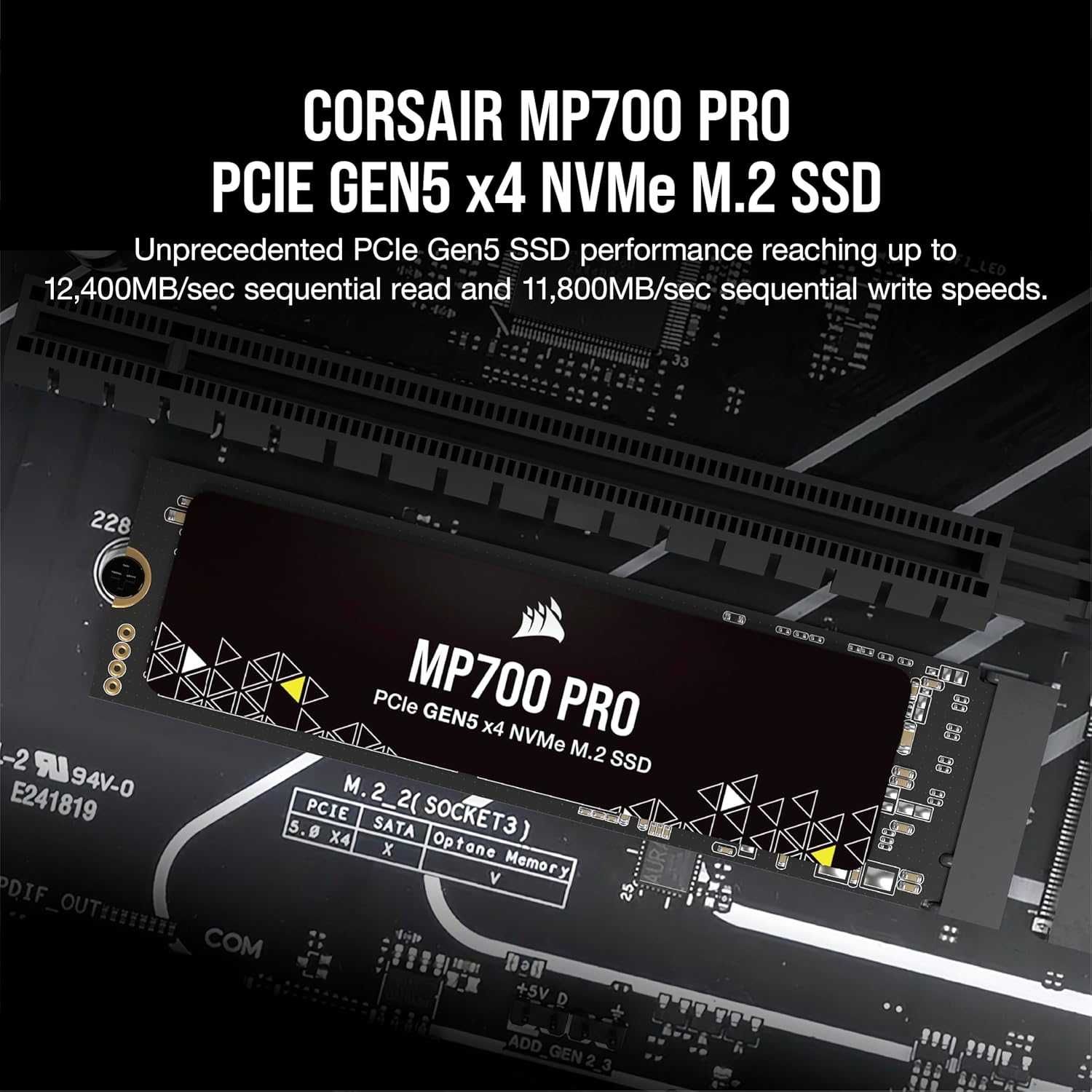 Новый M.2 NVMe Corsair MP700 PRO 4TB. Скорость до 12,400 MBps PCIe 5.0