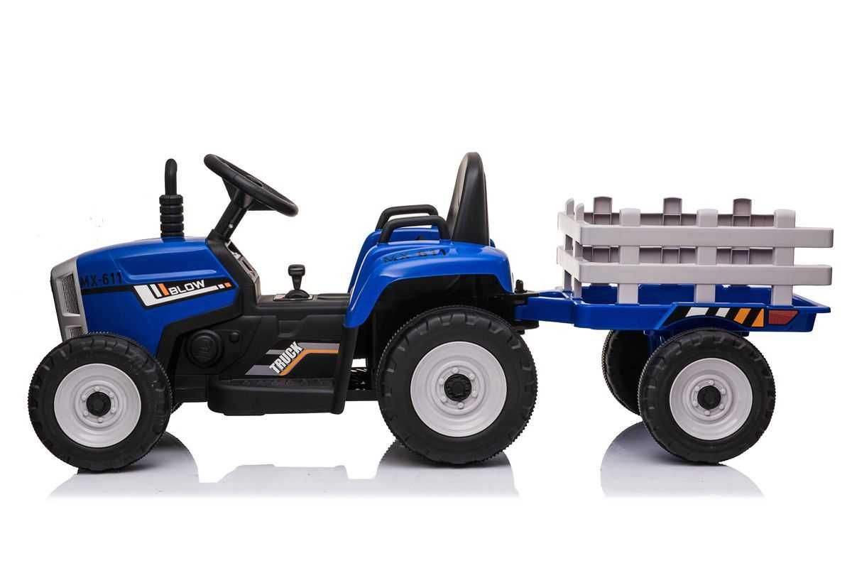 Детский синий трактор электромобиль на пульте доставка КЗ бесплатно