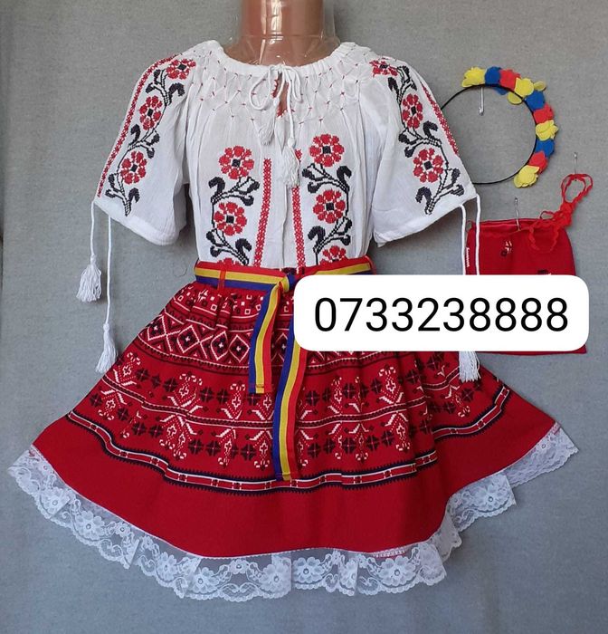 Costum popular pentru copii marimile 3 si 4 (4-5-6-7 ani) 265 lei