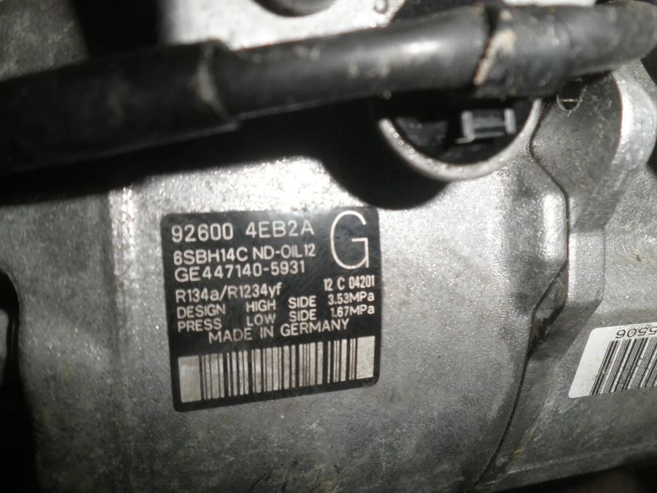 Compresor AC Clima Renault Kadjar 2021, Nissan Qashqai, 1.5 DCI 92600 4EB2A 6SBH14C 447140 5931