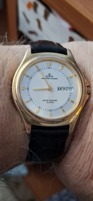 ANKER ceas de mînă bărbătesc cu baterie și curea din piele naturală.