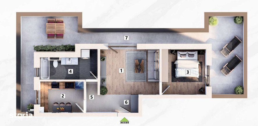 Apartament de 3 camere, Penthouse, loc de parcare Inclus/tva inclus. T