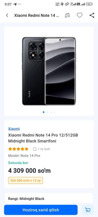 Redmi note 14 pro 512talik yangi