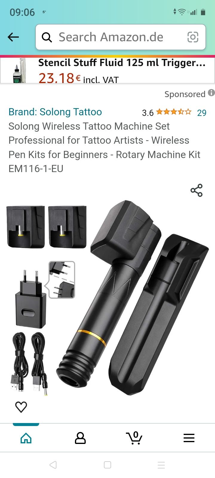 Solong Wireless Tattoo Machine Set Professional for Tattoo Artists - W