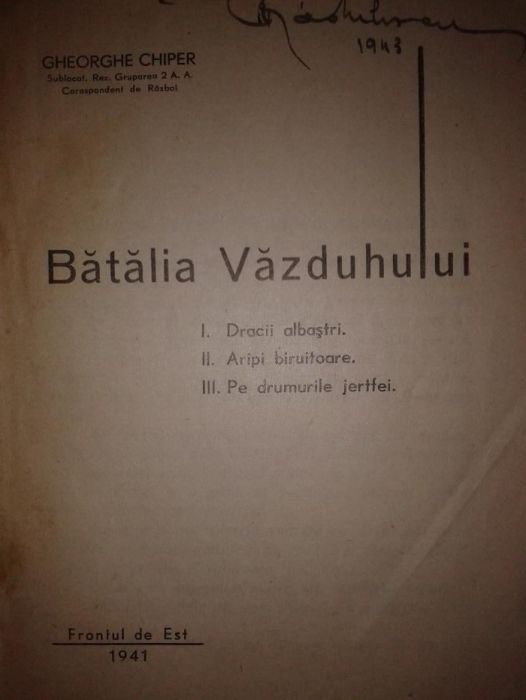 Batalia vazduhului - Gheorghe Chiper- Aparuta in 1941
