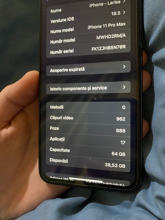 Iphone 11 pro max , 64 GB , 78% sanatate baterie