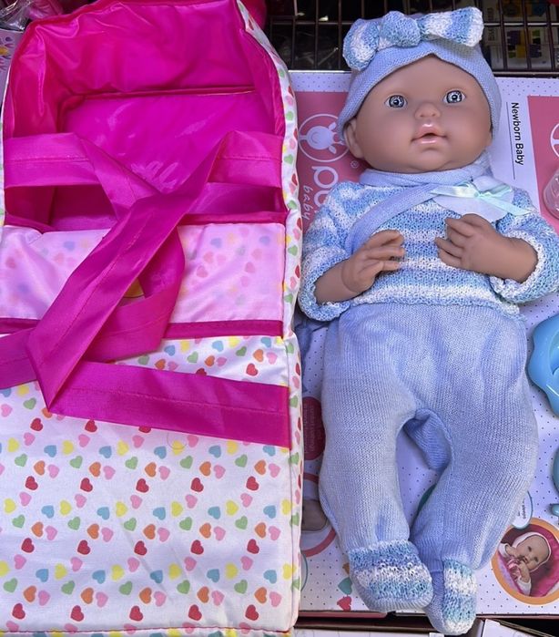 Кукла бебе с пълен комплект – Шише, пижама, легълце и аксесоари - 42см