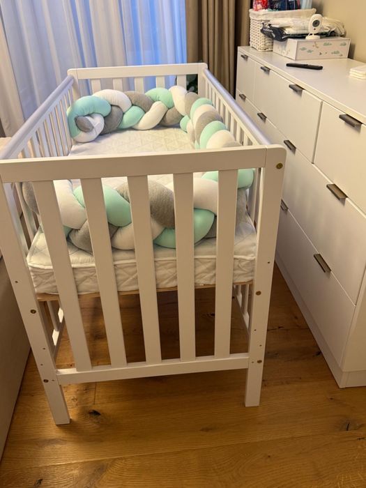 Patut copii lemn masiv si saltea 120×60 cm