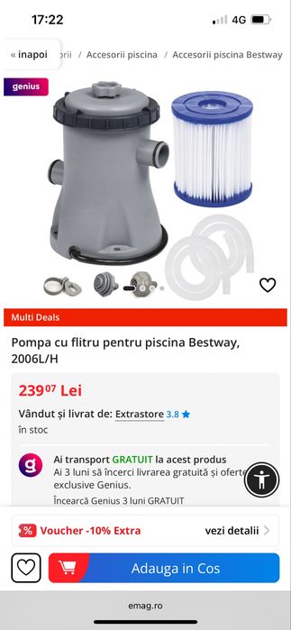 Piscina Bestway 305 diametru 76 inaltime & pompa filtrare 30W & husa