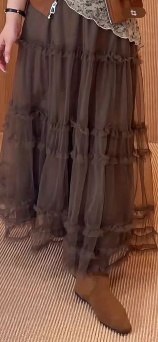 Fustă femei, multistrat din tul si dantelă, lungă , elegantă , elastic