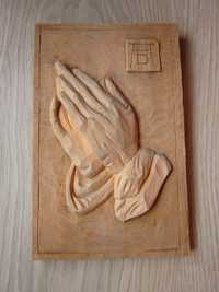 cadou rar Maini de rugaciune sculptura lemn dupa Durer, Germania 1969
