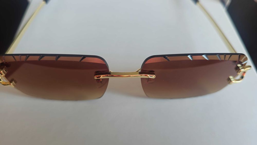 Ochelari de soare Cartier rimless Diamond Cut Lentile Maro