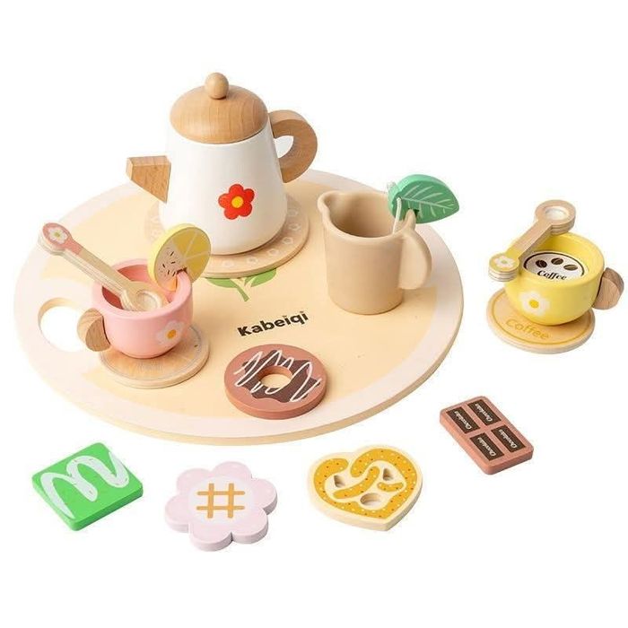 Joc educativ din lemn Ceainic cu accesorii