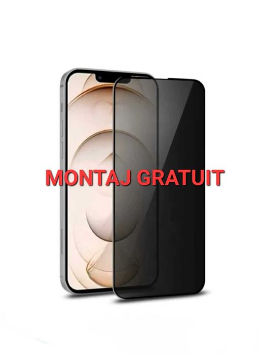 Folie Sticla Privacy iPhone 13 / 14 / 15 / Pro Max Tempered Glass Full