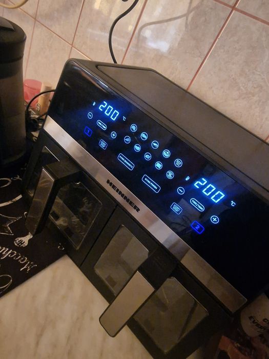 Friteuza dubla cu aer cald Heinner SimCook HAF-K10DB24BK, 2400W,