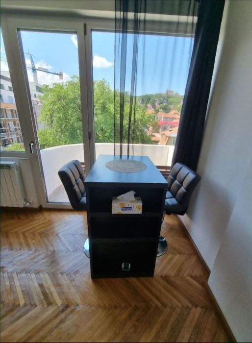 Masa bar wenge cu rafturi pentru depozitare