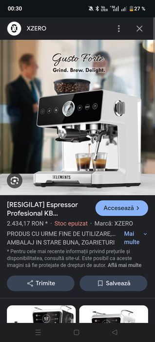 Vand Espressor Profesional "All-in-One" KB ELEMENTS Rasnita Incorporat