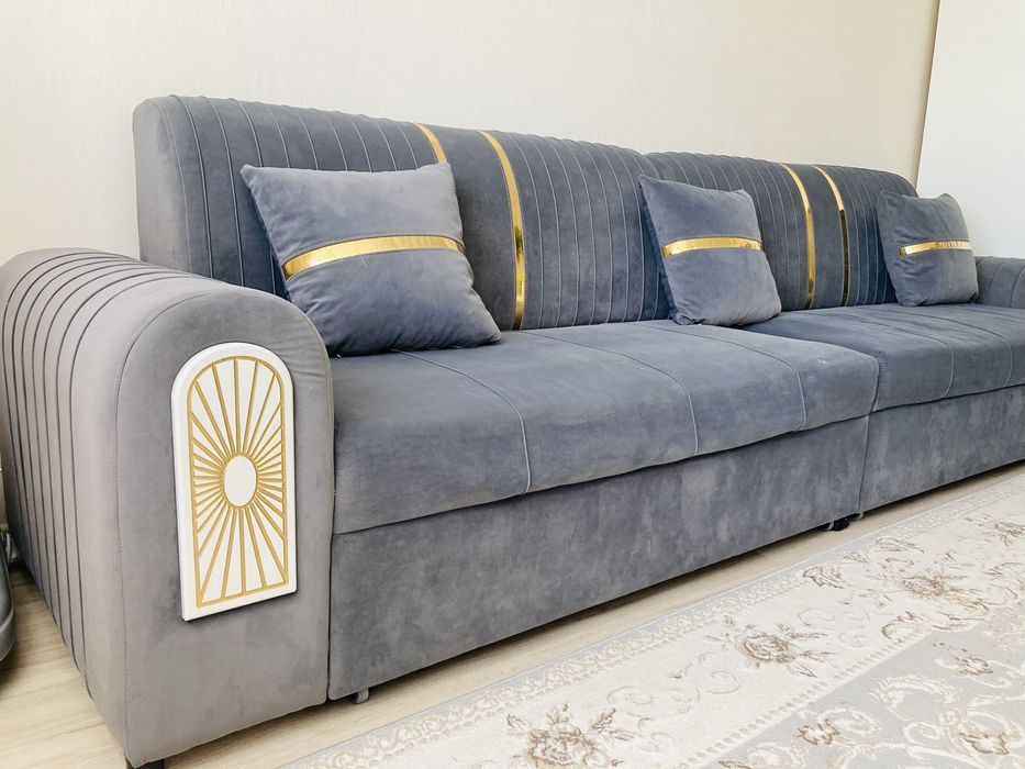 Диван комплект (2 дивана) обивка велюр, темно-серый