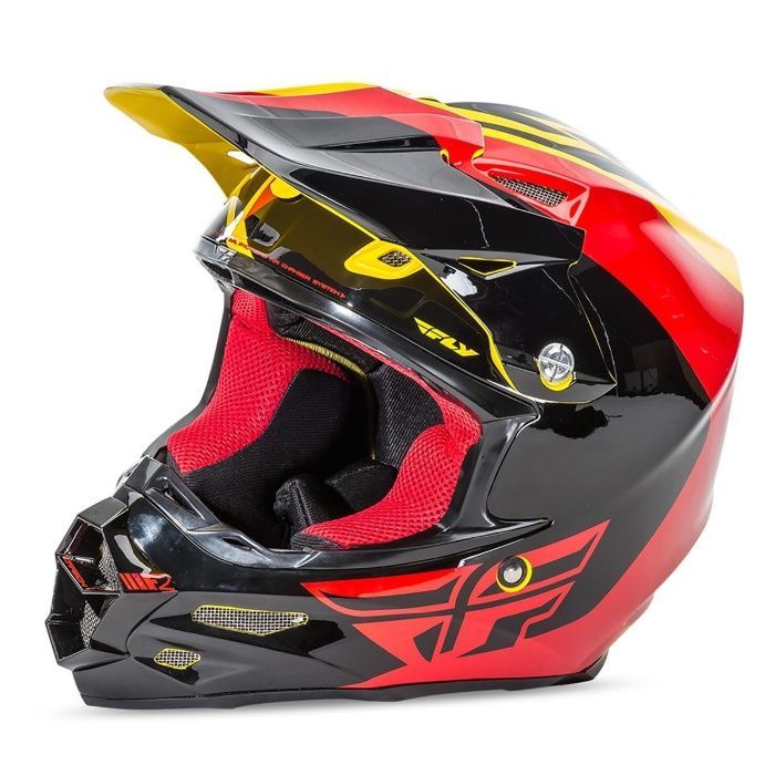 Шок цена!!! fly racing f2 pure yellow black red каска крос мотор мот