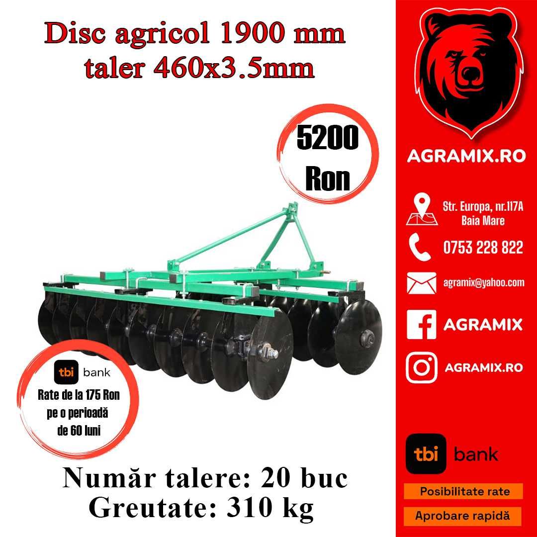 Discuri agricole noi purtate 1.1-2.3 m, disc agricol vvm Agramix