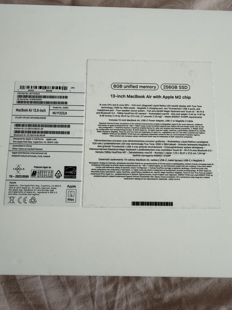 Macbook AIR 2 8GB 256 GB