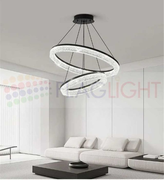 Стилни LED Полилеи пендели, 2 или 3 кристални ринга. Топ цени