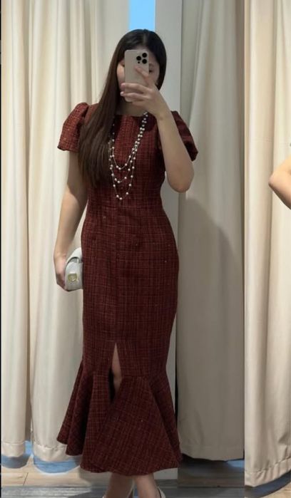 Бородовое длинное платье