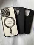3 Modele Huse Magnetice Negre iPhone 15 Pro.