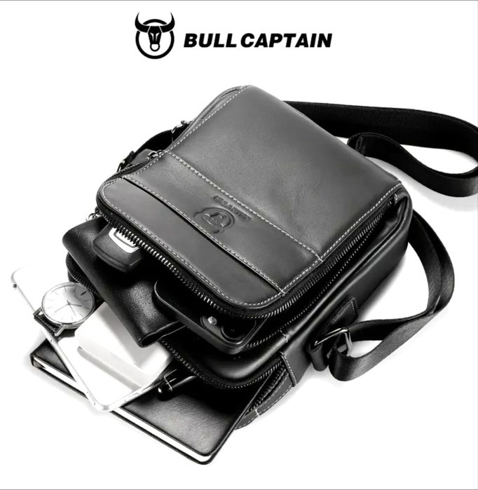 -9%Промоция•Универсална и Стилна черна кожена мъжка чанта Bullcaptain*
