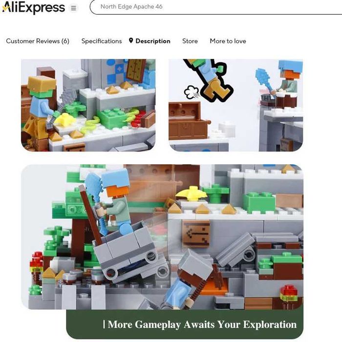 Joc tip Lego Minecraft 600 pcs Village Flying Dragon Mine