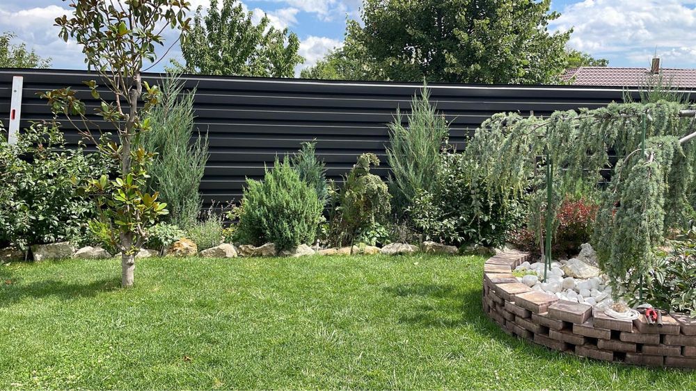 Gard tabla cutata T35 Fresco gri mat RAL7016 orizontal