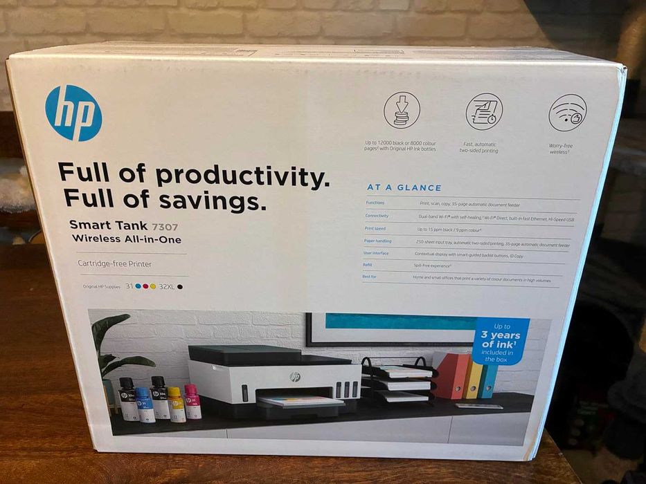 Многофункционален принтер HP Smart Tank 7307, цветен, безжичен