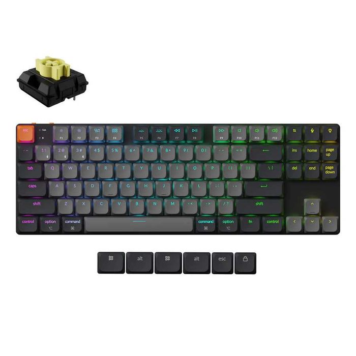 Tastatura mecanica low profile Keychron K1 QMK v6, RGB hotswap banana