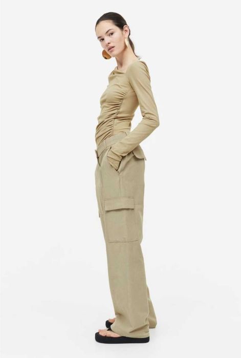 Ленени панталони H&M, бял, светло зелен-каки, розов, бежов, нови