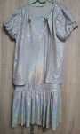 Compleu rochie si bolero cu sclipici alb, 6-8 ani