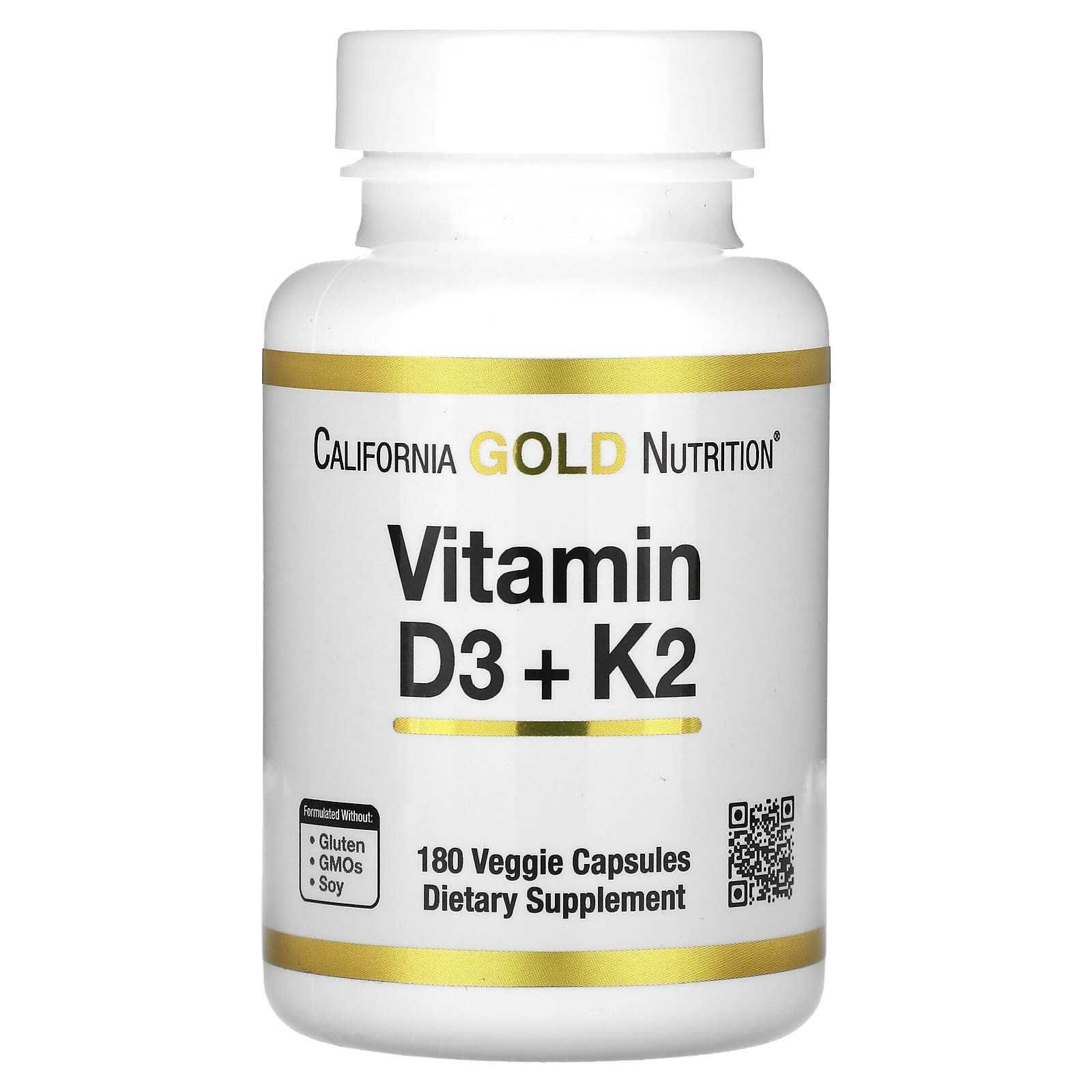 Витамины D3 и К2 MK-7, California Gold Nutrition, 180 капсул