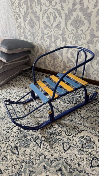 Санки с ручкой,синие