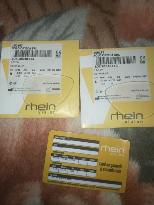 Lentile hipermetropie cu dioptrii +2.5 -4 ,+2.75 -5