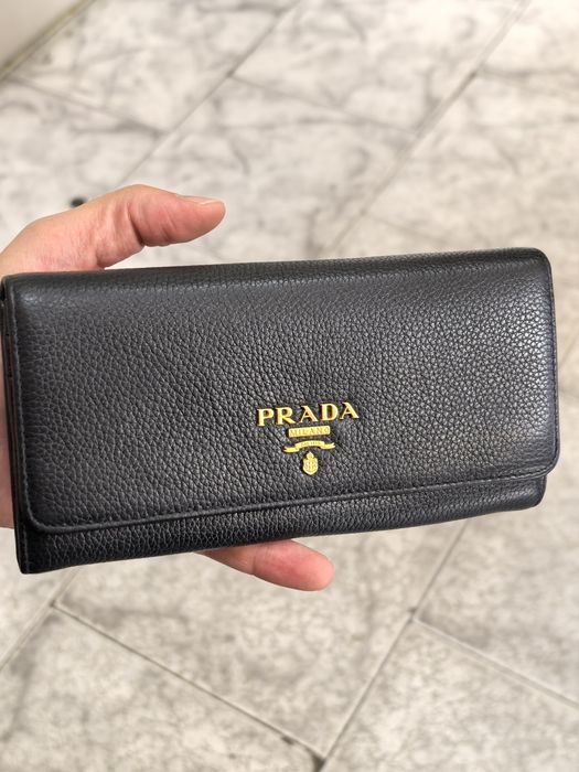 Prada Continental Long Wallet Vitello Daino Leather