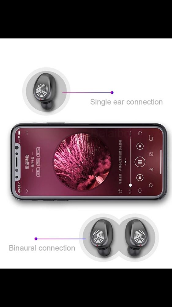 Casti fara fir Bluetooth 5.1, touch pe casti, rezistent apa, wi-fi