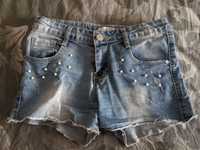 Дънкови панталонки с перли 12y момиче 10-11 години