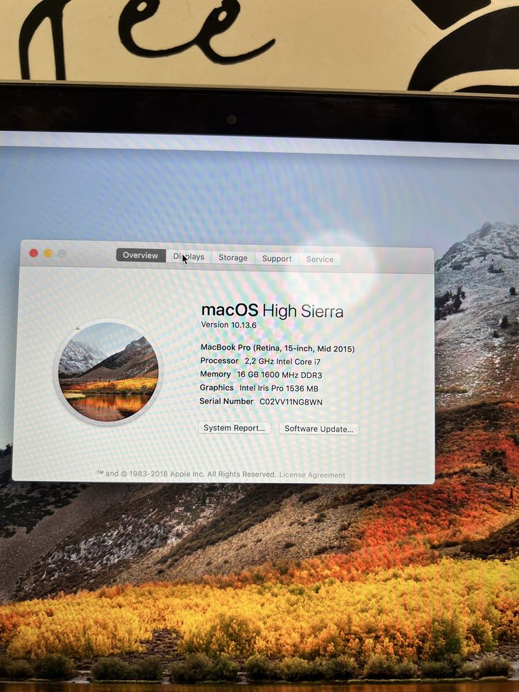 Apple Macbook pro 15" 2015 core i7 16GB 256SSD